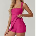 Hot Pink Square Neck Tennis Dress Photo 2