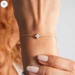 Anthropologie 925 stamped dainty clover bracelet Photo 2