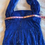 NWOT long blue sequined mermaid prom dress with long slit size 2 Photo 6