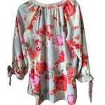 Fig and Flower mulit print L NWT femine whimiscal tie sleeve boho chic Blue Size L Photo 2