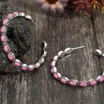 NEW Pink hoop earrings, western aesthetic earrings, pink retro jewelry gift for Photo 0