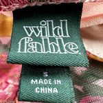 Wild Fable  Floral Ruched Bodycon Mini Dress Handkerchief Hem V Neck Pink Small Photo 2