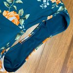 Cupshe  Bikini Bottoms Womens Large Teal Floral High Waisted Rose‎ Print Swimwear Photo 4