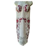 Bebe blush pink red floral lace bustier top straps midi dress sz 8 sexy Photo 2