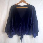 Lavender Field Velvet Vneck Statement Sleeve Blouse Tie Waist Size Medium VTG Photo 7