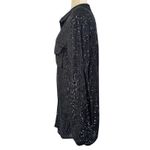 Guess  Sequin Button Up Collared Boyfriend Holiday Oversized Blouse Top Glam Sz M Photo 6