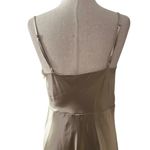 Birdy Grey  Champagne Satin Slit Bridesmaid Formal Dress Women Size Medium | 65-2 Photo 3