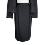 Oleg Cassini Vintage Black Blazer Jacket Skirt Set 8 Office Suit Gold Button Photo 7