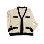 A.SIGN Cream Black Contrast Trim Button Front Knit Cardigan Sweater size M Size M Photo 2