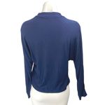 FIVE Women's Navy Blue Long Sleeve Logo Mock Neck Fleece Sweater Top Size S Photo 1