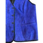 Diane Von Furstenberg Vintage Pigskin Vest Blue Leather Suede Buttoned Medium Photo 2