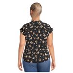 No Boundaries  Shirt Size 3X 23-25 Juniors Tie Front Black Floral New Photo 2