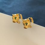 Leopard Earrings Leopard Head Earrings Jaguar Earrings Gold Photo 4