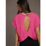 Hot Pink Open Back Athletic Short Sleeve Workout Top Size 1X Light Weight Blue Photo 1