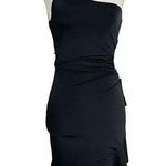 I am gia I.Am.Gia Cyrene Black Ruched Cut Out Ruffle Mini Dress Photo 0