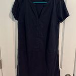 Tahari  Short Sleeve Split V-Neck Tunic Shift Dress Navy Blue Women's Size Small Photo 0