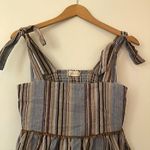 Altar'd State  Ellery Top Blue Peach Multi Striped Tie Strap Peplum Tank Blouse S Photo 3