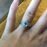 Natural Aquamarine Sterling Silver Halo Ring Size 8 Blue Photo 0