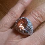 Simulated Champagne Color and White Diamond Brass Ring (Size 7) Photo 12