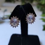 Gold with Clear Cubic Zirconia Oval Huggie Earrings Photo 0