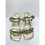 Open Edit Open‎ Edit Sandals Womens Size 6.5 Gold Braided Double Strap Slip On Heels Photo 2