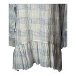 Kay Celine Kay Celine Shirt Women Large Blue White Plaid Bell Sleeve Peplum Top Bohemian Photo 6