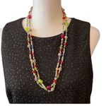 Double strand green silver red purple yellow different size beads necklace EUC Photo 0