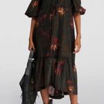 ALLSAINTS Rosi Nila Dark Khaki Green Tiered V-neck Midi Dress Sz 0 Photo 0