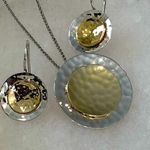 Silpada  Sterling Silver 14k Gold Hammered Round Disc Earrings W1367 Photo 5