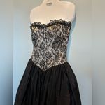 Gunne Sax  Jessica McLintock Black Lace and Taffeta strapless dress Vintage Size9 Photo 12