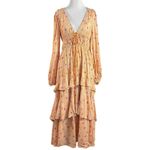 Free People Bohemian Gypsy Tiered Ruffle Maxi Dress Size XL Plunge Billowy Photo 6