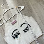 Chiara Ferragni Tank Top blinking eye knit womens Gray (large) merino bold fun Silver Photo 4