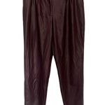 EXPRESS Faux Leather Y2K Straight Womens Pants Sz 4 Burgundy Mob Wife edgy Vegan Photo 0