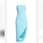 Bardot  Anya Dress Womens Large Aqua Blue Open Back Strappy Sexy Party Midi Photo 5