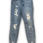 Tinseltown Hi Rise The Mom Jean Distressed Light Wash Raw Hem Jeans Size 13 Photo 1