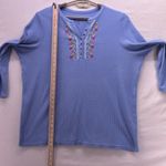 Woman Within Waffle Knit Henley Top Blue 2X Photo 8