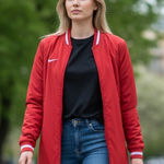 Nike NWT  Women's Jacket M Long Dugout Bench Red Zip DC9103-657 Softball Jacket Photo 0