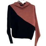 T Tahari Tahari viscose dolman sleeve colorblock black medium mock neck ribbed casual Photo 0