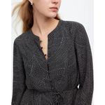 Madewell  Tie Waist Midi Dress Dot Black Long Sleeve A Line Godet Small NWT Photo 4