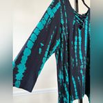 Women’s Plus Size 2X Boho Tunic Top Tie Dye Black Green Long Sleeve Asymmetrical Photo 5