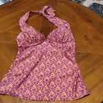 Jaclyn Smith  Purple and Orange Halter Swim Top Photo 0