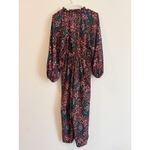 ZARA  Black Floral Print Long Sleeve Wide Leg Jumpsuit Smocked Waist Size Small Photo 4