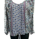 American Rag  Multi-Color Floral Ruffle Long Sleeve Tie At Waist Crochet Size‎ M Photo 0