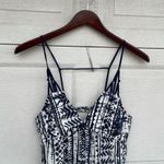 Saylor Women’s Dress Blue White Print Straps V Neck Cut Put Back XS Photo 3
