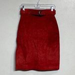G III Leather Fashions Red Suede Leather Vintage Mini Skirt Sz 8 Photo 0