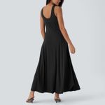 Halara U Neck Flowy Maxi Casual Tank Dress Black NWT size Large Photo 1