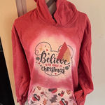 Women's Red Christmas Disney Hoodie Sweater Pink Size L Photo 0