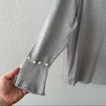 Lightweight Grey Sweater Top Pearl Detail Women's size large Photo 3