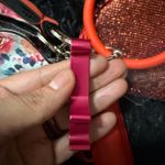 Handmade Vibrant Red Keychain‎ Set with Floral Pouch Photo 11