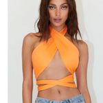 Princess Polly Orange Wrap Crop Top Photo 2